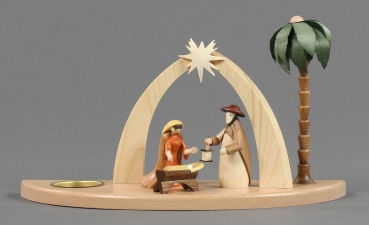 Teelichthalter mit Christi Geburt bunt