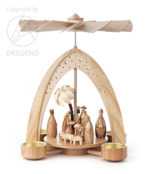 Teelichtpyramide mit Christi Geburt natur