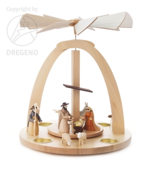Teelichtpyramide Christi Geburt mit lasierten Figuren