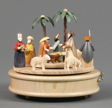 Spieldose Christi Geburt lasiert