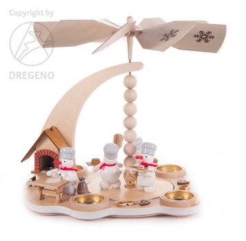 Teelichtpyramide "Schneemann-Weihnachtsbäckerei"