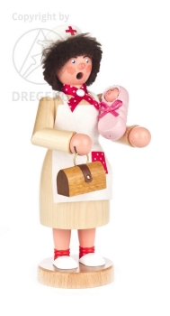 Räucherfrau Hebamme mit Baby rosa 18 cm