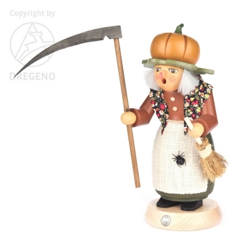 Räucherfrau Halloween-Hexe mit Kürbis 24 cm