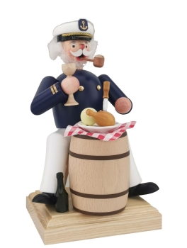 Räuchermann schlemmender Kapitän 21 cm