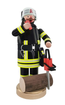 Räuchermann Feuerwehrmann mit Kettensäge
