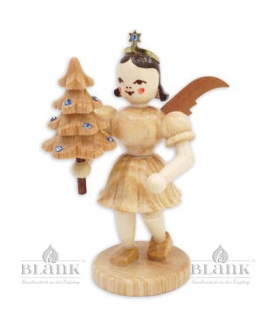 Faltenkurzrockengel mit Bäumchen und Preciosakristallen natur