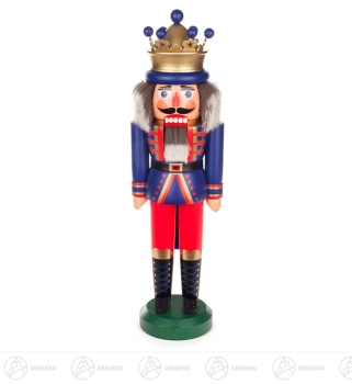 Nussknacker König mit Krone 43 cm blau/matt
