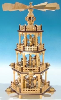 Pyramide Christi Geburt 4-stöckig natur einfach