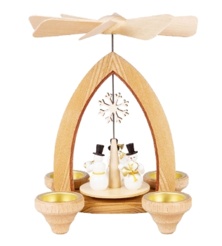 Teelichtpyramide mit Schneemannmusikanten