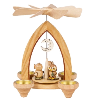 Teelichtpyramide mit Eule Sommer