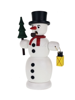 Räuchermann Schneemann mit Laterne weiß