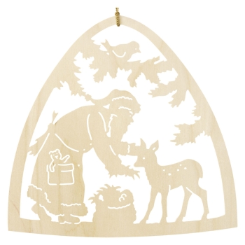 Fensterbild Weihnachtsmann mit Reh