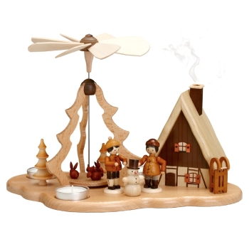 Teelichtpyramide Kinder mit Räucherhaus
