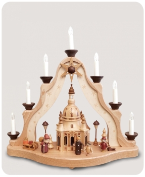 Lichterspitze "Dresdner Frauenkirche mit Marktfiguren"