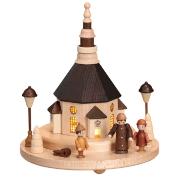 Lichtersockel Seiffener Kirche mit Figuren