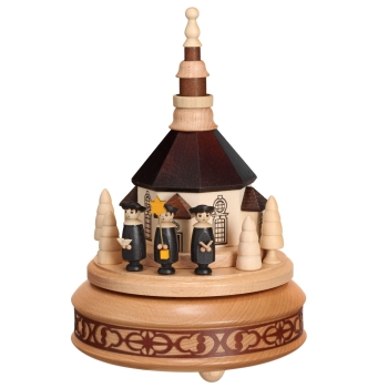 Spieldose braun Seiffener Kirche & Kurrende schwarz