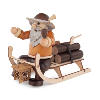 Räucherfigur Holzfäller auf Schlitten