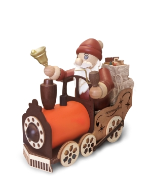 Räucherfigur Weihnachtsmann auf Lok