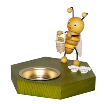 Teelichthalter Biene mit Blumenkorb