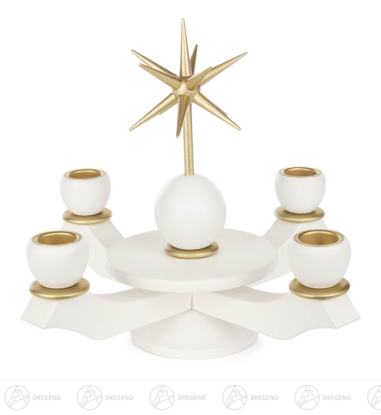 Adventsleuchter mit Stern weiß für Wachskerzen