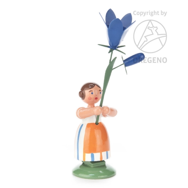 Blumenkind mit Glockenblume blau