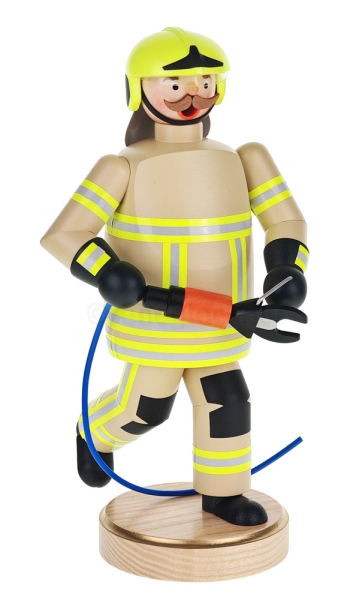 Räuchermann Feuerwehrmann beige mit Rettungsschere
