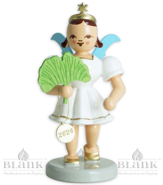 Faltenkurzrockengel Gingoblatt - Jahresengel 2024 farbig