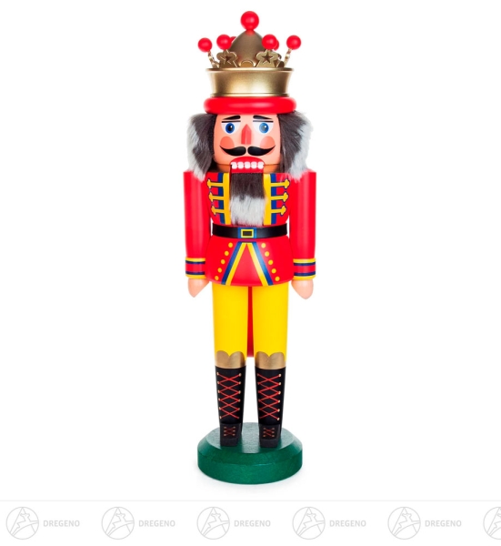 Nussknacker König mit Krone 43 cm rot/matt