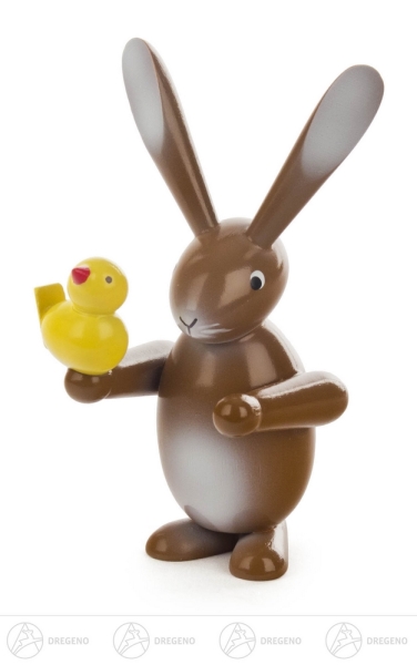 Hase braun mit Vogel