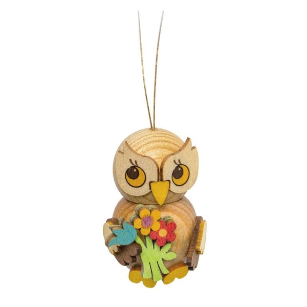 Behang Eulenkind mit Blumenstrauß