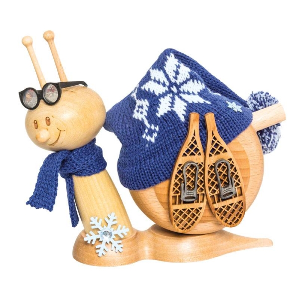Räucherfigur Schnecke mit Schneeschuh