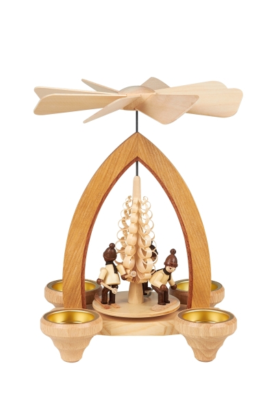 Teelichtpyramide mit Wintersportler