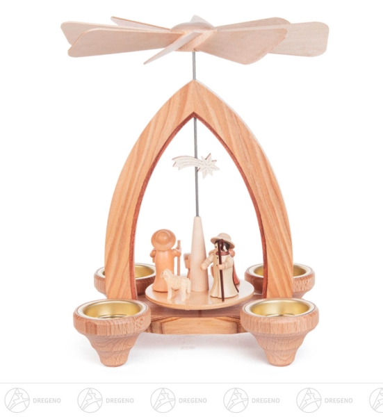 Teelichtpyramide mit Christi Geburt