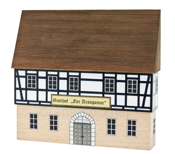 Hintergrundhaus Gasthof „Zur Ausspanne“ zweistöckig