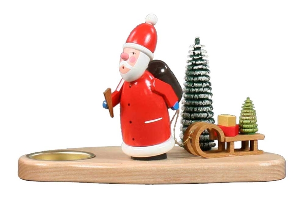 Teelichthalter mit Weihnachtsmann bunt