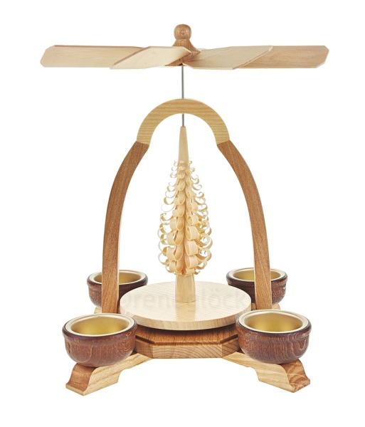 Teelichtpyramide unbestückt mit Spanbaum