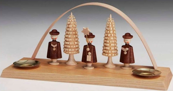 Kerzenhalter Bogen mit Kurrende braun