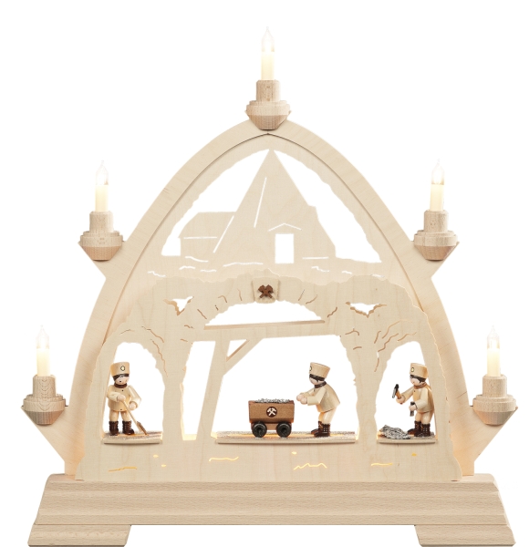 Gotischer Bogen Bergbau mit Figuren
