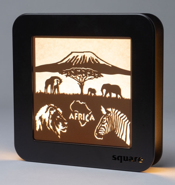 Square Standbild LED "Africa"  kolonial/ocker