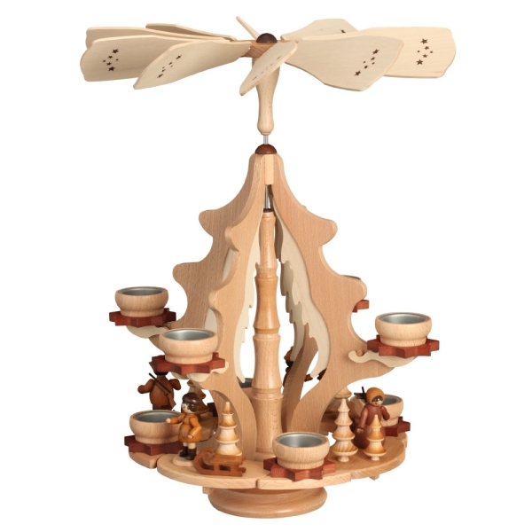 Teelichtpyramide Weihnachtskranz "Winterkinder"