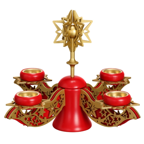 Adventsteelichtleuchter rot/gold