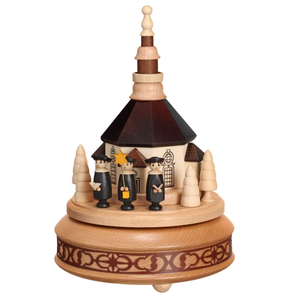 Spieldose braun Seiffener Kirche & Kurrende schwarz