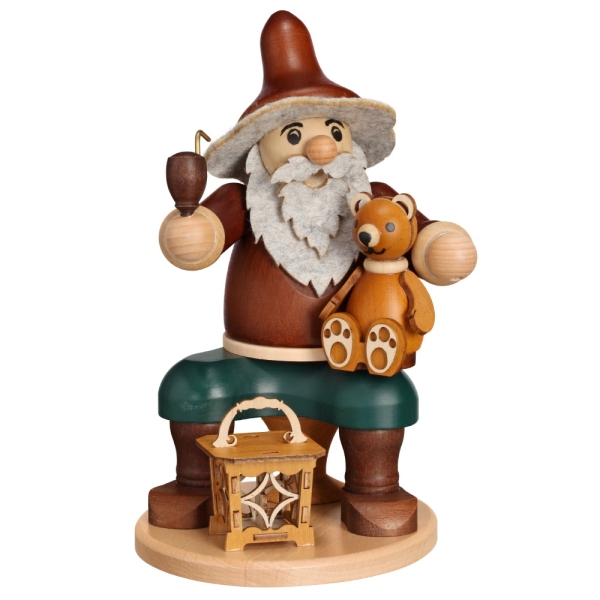 Räucherfigur Wichtel mit Teddy
