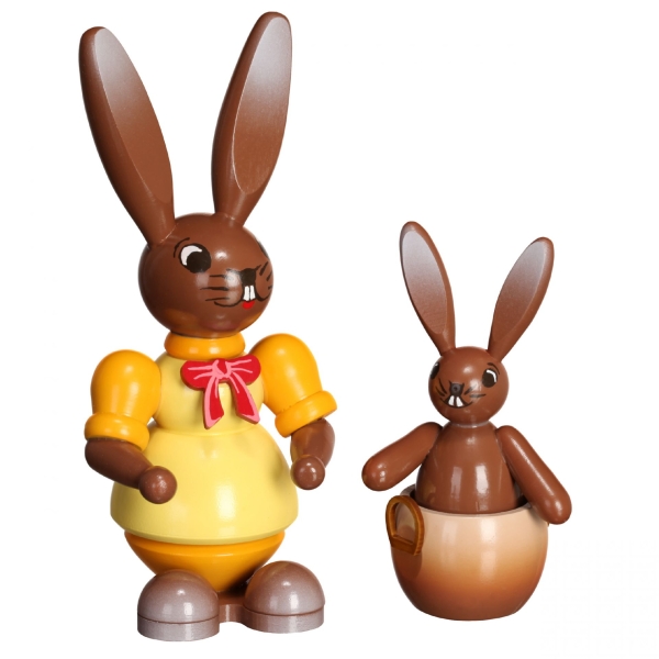 Hasenfrau mit Kind + Korb