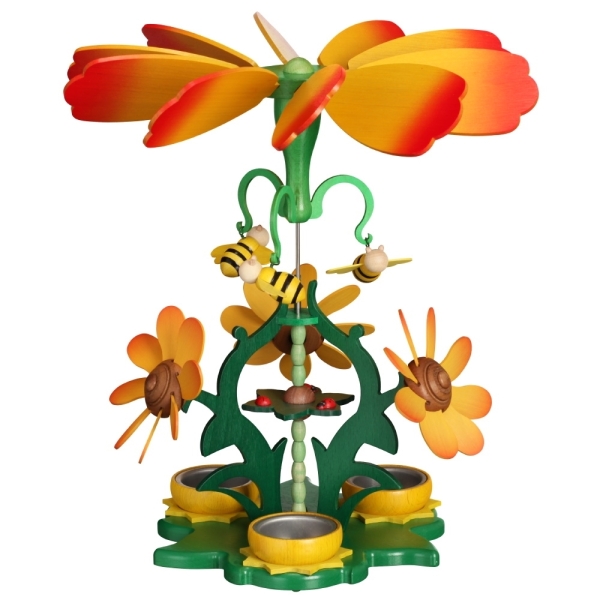 Teelichtpyramide Blütenzauber orange