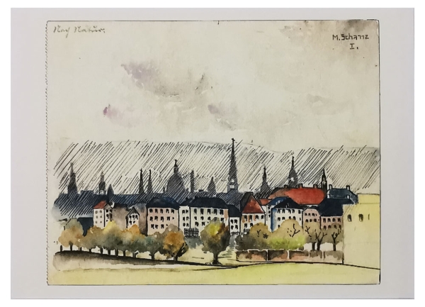 Künstlerkarte Max Schanz "Dresden Stadtsilhouette"
